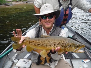 Client John Cancilla's Big Brown Trout on the Green River. 